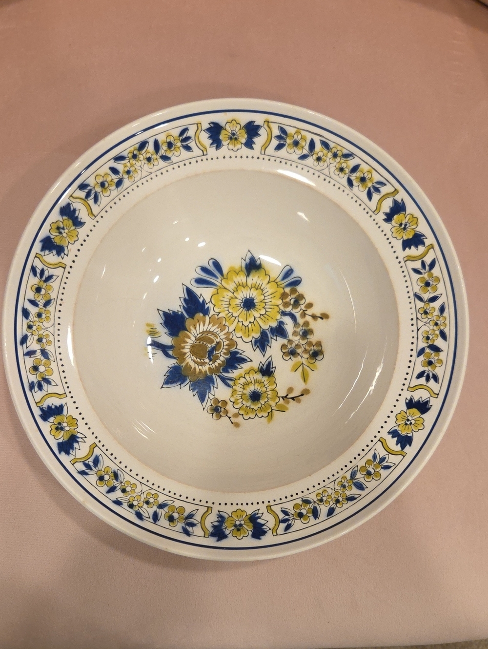 Mikasa Provencal Dutch Treat 10" Serving Bowl Blue Yellow Floral Cottagecore
